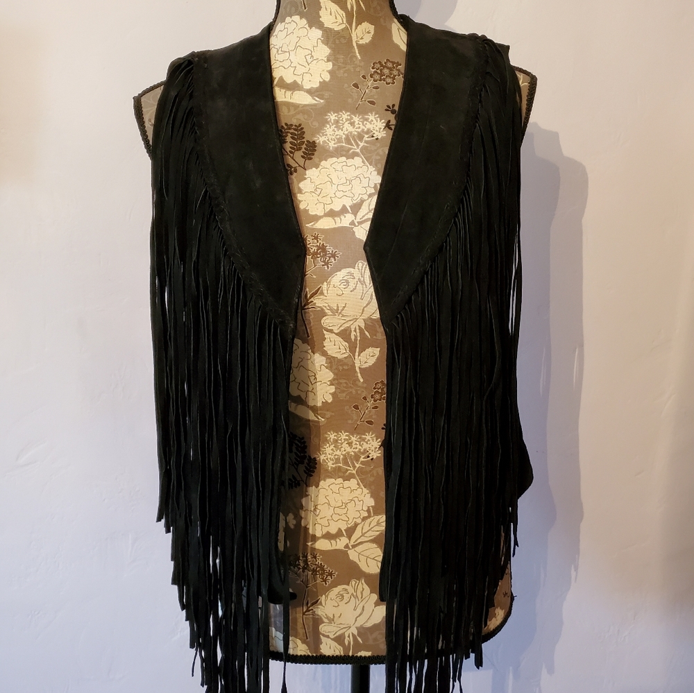 F21 Leathersuede Fringe Vest